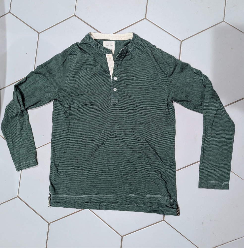 Billy Reid Green Striped Henley Size M